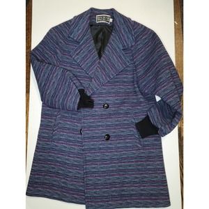 Vintage 1980s Spencer Douglas 100% Wool Tweed Peacoat,